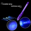 Multifunctional anti-counterfeiting UV invisible highlighter decorative led electronic purple light money detector pen Creative magic ink