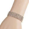 Multilayer Luxury Crystal Rhinestone Armband för kvinnor Bröllop Bridal Bangle 925 Silver Gold Plated Fashion Jewelry Party Gifts1221146