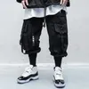 Pantalones Cargo negros de estilo Hip Hop para hombre