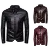 Moto cuir veste printemps automne hommes Slim Fite Zipper PU hommes vestes col montant PU1