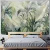 Palm Tree Tapestry Wall Hanging Tropical Leaves Flowers Pattern Beach Wall Tapestry Animal Backdrop Wall Cloth Carpet Tapestries 210609