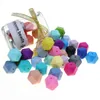 Fkisbox 100PCS Hexagon 14mm Baby Teether Silicone Beads Diy Silicon Teething Necklace Loose Bead Bpa Free For 211106
