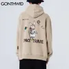 Gonthwid кролик астронавт печатает толстовки толстовки уличная одежда хип-хоп Harajuku повседневная пуловер с капюшоном пуловер мужчин женские моды вершины 201113