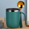 Double Wall Stainless Steel Mugs with Handles Vacuum Insulated Coffee Cups Side Lacquer Creative Tumbler Simple Home Water Cup 400ml ZYC44