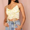 Lato Sexy Halter Kamuflaż Crop Top Krótki Krótki V-Neck Tie-Dye Camisole Kobieta Backless Bez Rękawów Regulowany Przycięty 210604