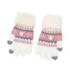 Guantes de cinco dedos, forro polar extra cálido, Navidad, invierno, cálido para mujeres y hombres, estampado clásico encantador, pantalla táctil para montar