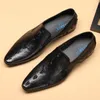 Hommes robe costume d'affaires chaussures hommes marque Alligator motif en cuir véritable sans lacet mariage bureau chaussures sociales pour hommes F2
