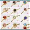 Solitaire anéis anéis jóias redondo com birthstone para mulheres boa sota de aço inoxidável simplicidade de moda por atacado entrega de gota de bijoux