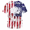 OGKB Moda Roupas Homens Engraçado Fracle 3D Impressão Americana Bandeira Americana T-shirts Harajuku Tops Tees Plus Size Casual Tshirt Unisex 210716