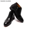 Mode Design Barn Klänning Stövlar Äkta Läder Lace Upp Cap Toe Black Brown Boys Skor School Party Wedding Kids Shoes 210306