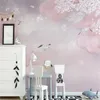Wallpapers Nordic Fantasy Clouds Wallpaper Starlight Cherry Cherry Blossom Children's Room Pink Background Wall Papers Home Decor Mural