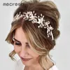 Mecresh Gesimuleerde Parel Handgemaakte Goud Kleur Bruids Haarspelden Crystal Flower Bruiloft Haaraccessoires Hoofdband Ornamenten MTS111 x0625