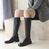 Мода Женщины Высокие Ботинки Осень Зима Натуральная Кожаная Обувь для Офиса Густые Шкалы Широкие ногой 210528