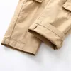 Primavera outono 2 3 4 6 8 10 anos crianças roupas cor sólida calças casuais algodão bolso calças de carga para crianças bebê meninos 210529