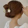 Exquisite Women Elegant Rose Flower Hair Claw Fabric Hair Clips Metal Headband Hairpin Fashion Retro Hair Accessories Oranment