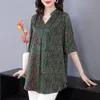 Kadın Bluz Gömlek Yarım Kollu İlkbahar Yaz Bluz Kadın Kore Casual Baskı Çiçek Vintage Kazak Bayanlar Için Giysi Y529 Tops