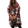 Kvinnors Jackor Plaid Hoodie Jacka för Kvinnor Långärmad Casual Hooded Zip Up Oversized Sweatshirt Blouse Tops