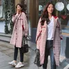 Women's Trench Coats Spring And Autumn Coat Ladies Plaid Hooded Mid-length Windbreaker