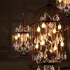 Pendant Lamps Retro Crystal Bird Cage Chandelier Black Iron Art Personalized Clothing Store Cafe Decoration Hanging Lamp E14 Bulb 301I