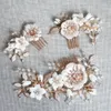 Porselein bloem bruids haar kammen pins set mode bruiloft hoofddeksel partij prom side tiara handgemaakte bruiden haaraccessoires x0625