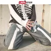 LAPPSTER Männer Skeleton Übergroße Schwarze Jeans Hosen Denim Herren Streetwear Hip Hop Harem Hohe Wasit Overalls 211111