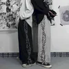 韓国の特大パンツゴスワイドレッグ服レトロな街旧チェーンパターン印刷カジュアルストレートズボン男性女性210915