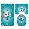 Vrolijk Kerstfeest Badkamer Sneeuwpop Kerstman Elanden Patroon Waterdicht Douchegordijn Set Wc Cover Mat Antislip Tapijt Home Decor301R