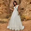 Strand Bröllopsklänningar Avtagbara Tåg Jumpsuit Kvinnor Pant Passar Lace Appliques Beaded Bohemian Bridal Gowns Vestido de Noiva