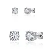 Stud Big Round 5-9mm Simulated Diamond Wedding Earrings For Women Men Jewelry Female Classic 925 Sterling Silver Gift