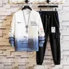 Kolmakov Erkek Kazak Hoodies + Pantolon Sportwear Set Erkekler Baskılı Spor Takım Elbise Rahat Eşofman Erkek Çiftler Ter Suits Boyutu M-3XL X0610