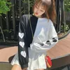 Felpe a maniche lunghe per ragazze giapponesi Harajuku Gothic ita Top Love Heart Pullover 210910