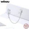 WOSTU Silver Safety Chain 925 Sterling Silver Angel Wings Forme Stopper Chain Charms pour Bracelets Bracelets Bijoux CTC241 Q0531