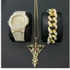 Brincos Colar Hip Hop Gold Silver Cross Cross Cross Men Luxury Men assistem a combinação de pulseira.