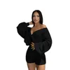 Women's Tracksuits Zoctuo Solid Knitted Sweater Cardigan Shorts Sets Cozy Sexy Fall Winter Outfit 2021 Casual Two Piece Set Lounge Wear D73-