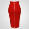 Alta calidad de las mujeres sexy negro rojo azul naranja cremallera rayón vendaje falda bodycon club fiesta lápiz falda 210315