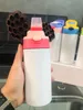 12OZ Sublimation Blanks Kids Tumbler Baby Bottle Sippy Cups White Water Bottle with Straw and Portable Lid 5 Color Lids Children Cups