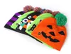 LED Halloween Pumpkin Hat with Ball Beanie Knitted Hats Party Adult Children's cap Decoration Gift XDJ031