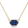 Collana con pendente in cristallo di pietra geometrica di alta qualità per gioielli da donna in resina argento placcatura in oro 10 colori
