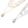 Кулон ожерелья цепи замка цепь ожерелье пару ювелирных изделий подарок многослойного любовника