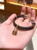 Designer Jewelry Leather Bracelets Men Charm Bracelet with Gold hardware For Women Hand Strap Brown Flower Pattern Fashion