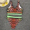 Sexy leopardo biquíni estampado nova moda de banho de banho push up swimshesh biquíni conjunto de maiô de maiô de banheira de maiô 210305