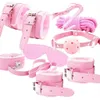 Pink Adult Bondage Han Dompuffs Cuffs-S Trap Bat Rope Neck Bandaż BDSM