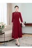 Abbigliamento etnico orientale abito rosso per donna aodai vietnam cheongsam Qi pao tradizionale ricamato elegante costume asiatico vintage