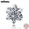 WOSTU Snowflake Charm 925 Sterling Silver Zirconia Beads Pendant Fit Original Bracelet DIY Necklace Winter Jewelry For Women Q0531