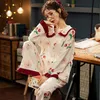 Neue Faul Pyjamas Stil Mädchen 2021 Herbst Winter Volle Baumwolle Langarm Frauen Nachtwäsche Lange Hose