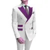 Tailor Made Fashion Peak Revers Blanc Hommes Robe De Bal De Mariage Costumes Double Boutonnage Hommes Costumes Groom Tuxedo Party 2 Pièces Ensemble X0909