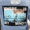 Men's Jackets ZhuZunZhe 2021 Women Frayed Denim Bomber Jacket Appliques Print Where Is My Mind Lady Vintage Elegant Outwear Autumn