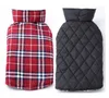 Cozy Waterproof Windproof Reversible British Style Plaid Dog Apparel Winter Coat Warm Dog Vest in Cold Weather Jacket for Small Medium Large Dogs with Furry Collar XL