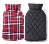 Cozy Waterproof Windproof Reversible British Style Plaid Dog Apparel Winter Coat Warm Dog Vest in Cold Weather Jacket for Small Medium Large Dogs with Furry Collar XL