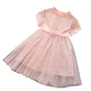 Citgeett Summer Easter Pink 2-7Y Infant Kids Neonate Mesh Dress Bunny Print Manica corta Stars Abiti da principessa con paillettes Q0716